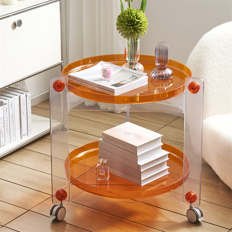 Plastic Round Accent Side 25.59" Wide Table Corner Table with Wheel