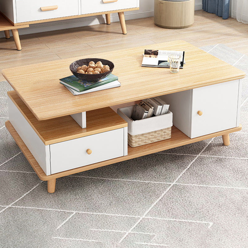 Artificial Wood Coffee or End Table Rectangular Coffee Table with Storage