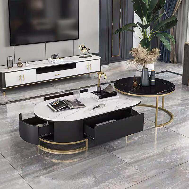 No Distressing Glam Side Table Living Room End Table with 3 Drawers