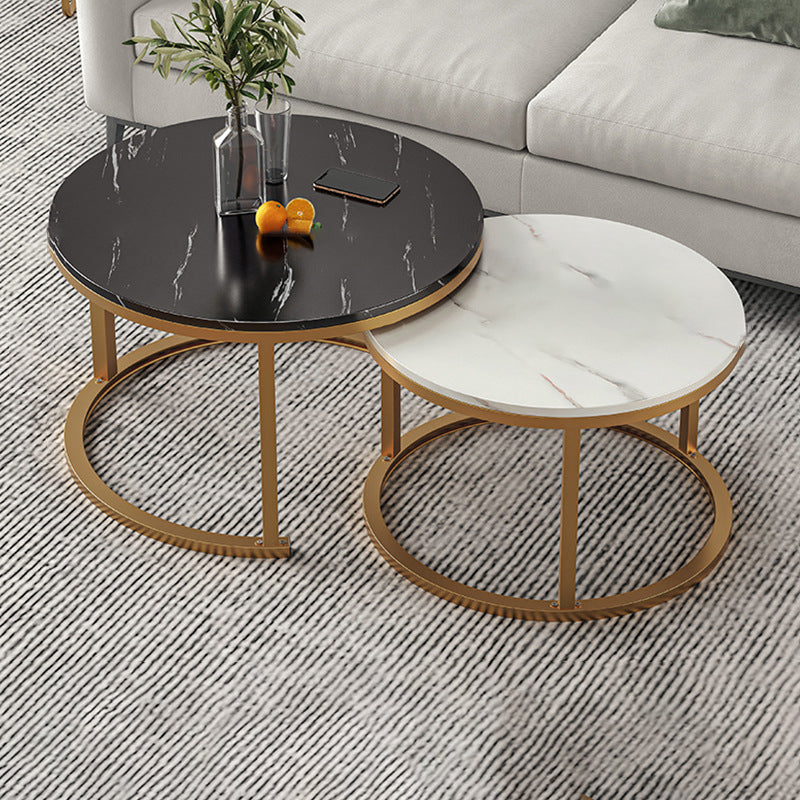 Round Coffee Or End Table Glam Drum Coffee Table in Black and White