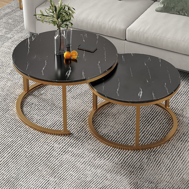 Round Coffee Or End Table Glam Drum Coffee Table in Black and White
