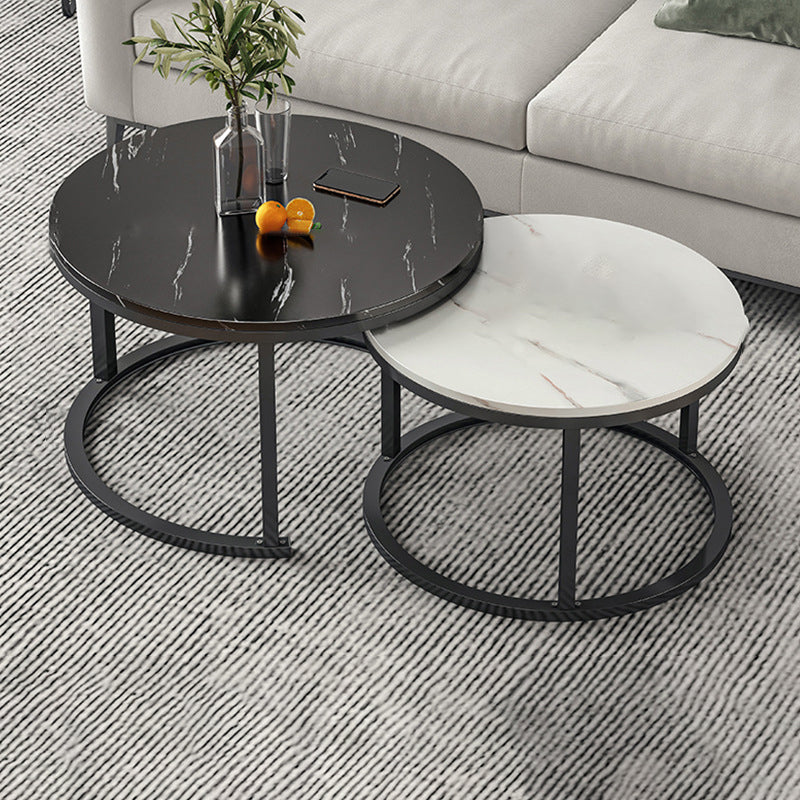 Round Coffee Or End Table Glam Drum Coffee Table in Black and White