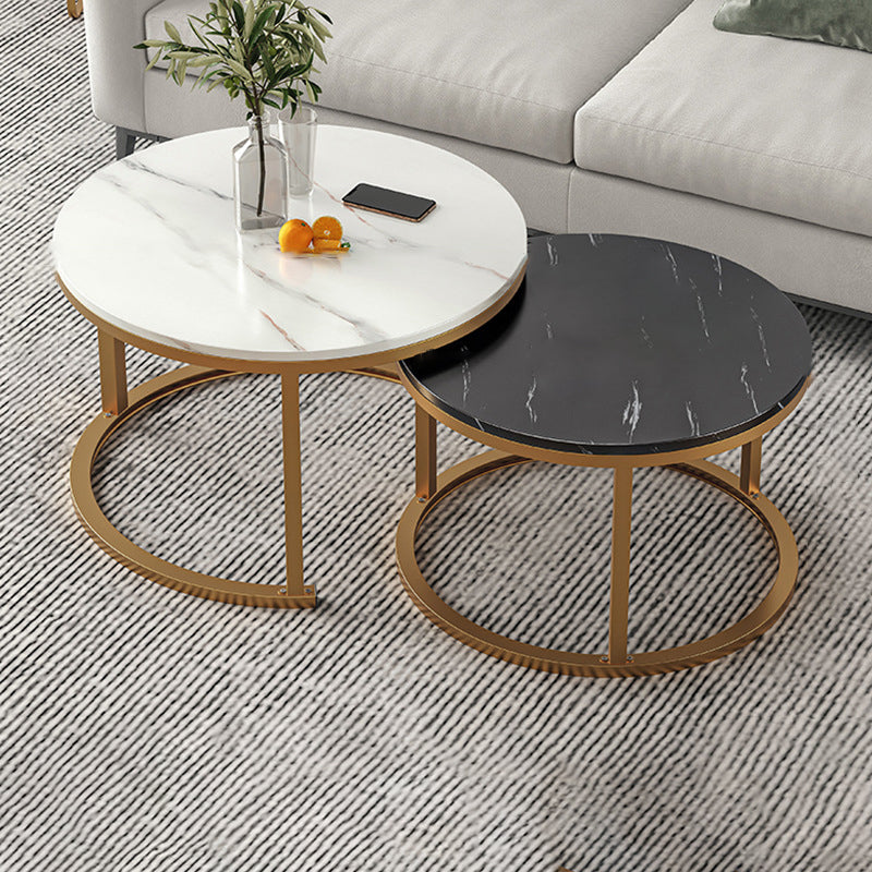 Round Coffee Or End Table Glam Drum Coffee Table in Black and White