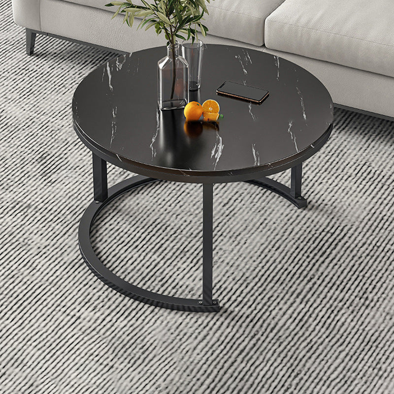 Round Coffee Or End Table Glam Drum Coffee Table in Black and White