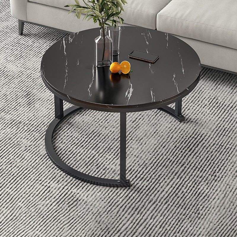 Round Coffee Or End Table Glam Drum Coffee Table in Black and White