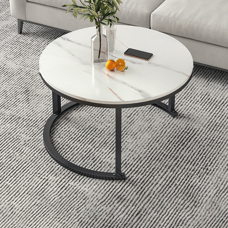 Round Coffee Or End Table Glam Drum Coffee Table in Black and White