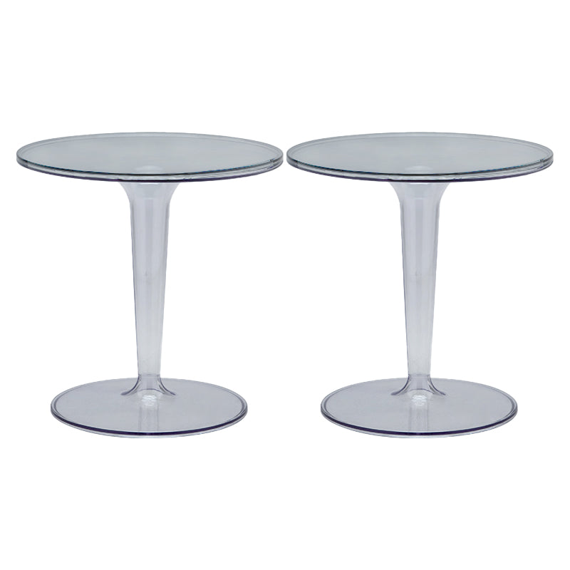 Plastic Round Side End Table 19.09" Wide Pedestal Sofa Side Accent Table
