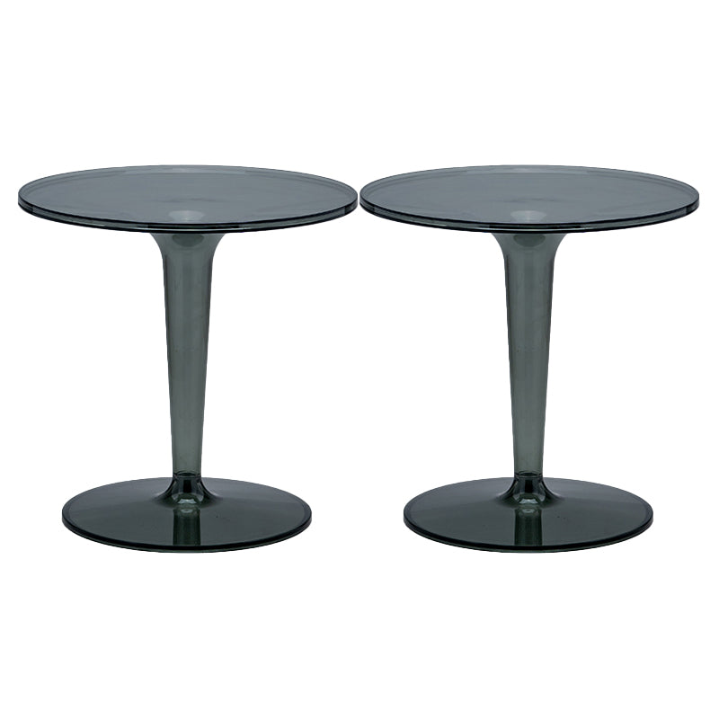 Plastic Round Side End Table 19.09" Wide Pedestal Sofa Side Accent Table