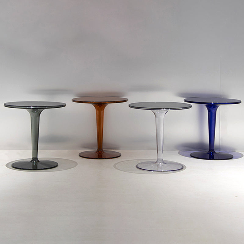 Plastic Round Side End Table 19.09" Wide Pedestal Sofa Side Accent Table