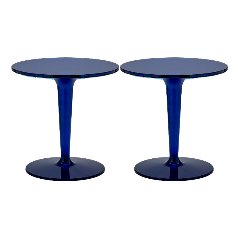 Plastic Round Side End Table 19.09" Wide Pedestal Sofa Side Accent Table