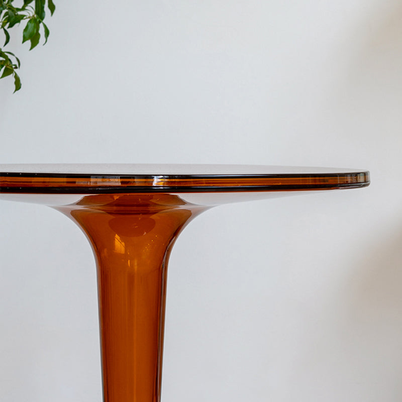 Plastic Round Side End Table 19.09" Wide Pedestal Sofa Side Accent Table