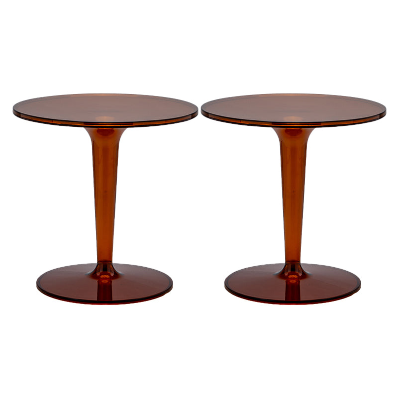 Plastic Round Side End Table 19.09" Wide Pedestal Sofa Side Accent Table