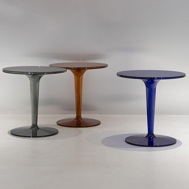 Plastic Round Side End Table 19.09" Wide Pedestal Sofa Side Accent Table