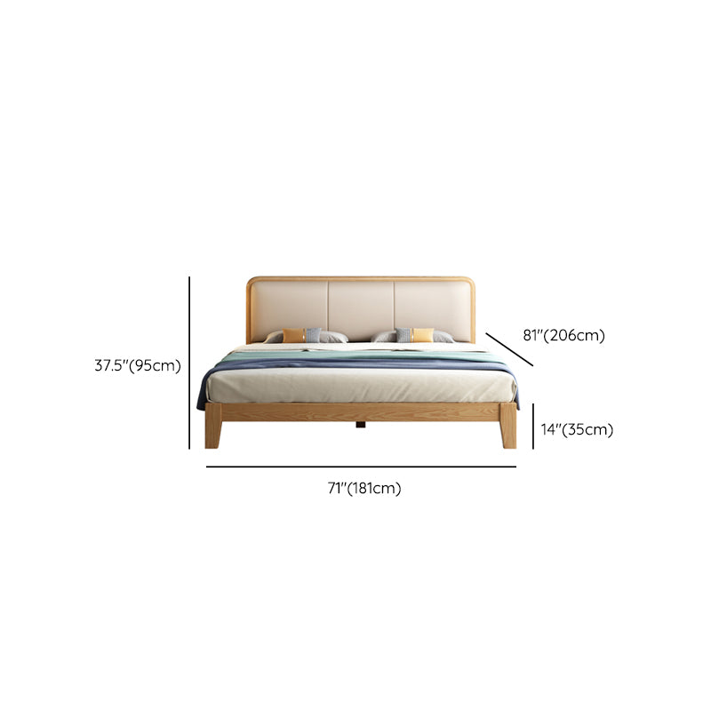Scandinavian Ash Panel Bed Natural Upholstered Bed Frame with Mattress