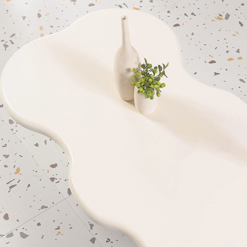 Scandinavian Free Form Coffee Table White Wooden Cocktail Table with 4 Legs