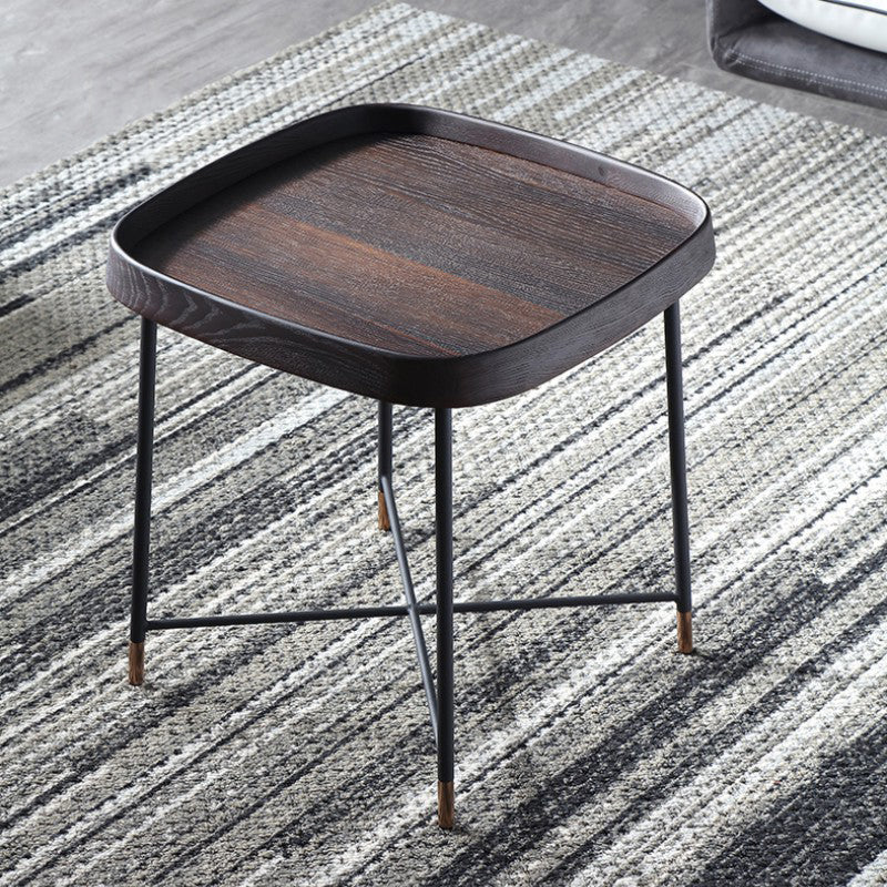 Modern Solid Wood End Table Cross Legs Corner Table for Living Room