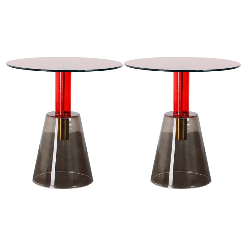 Contemporary Glass Pedestal Round Living Room Glass Top Side Table