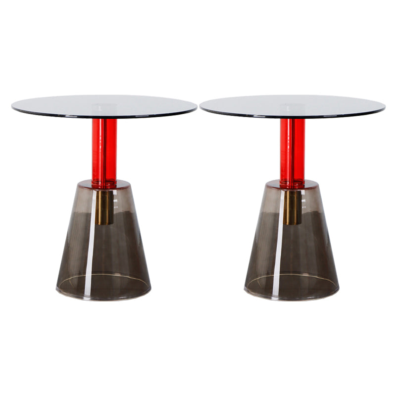 Contemporary Glass Pedestal Round Living Room Glass Top Side Table