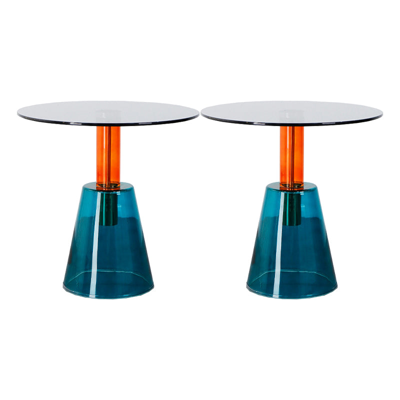 Contemporary Glass Pedestal Round Living Room Glass Top Side Table