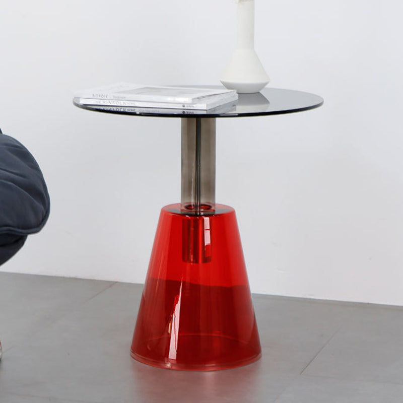 Contemporary Glass Pedestal Round Living Room Glass Top Side Table
