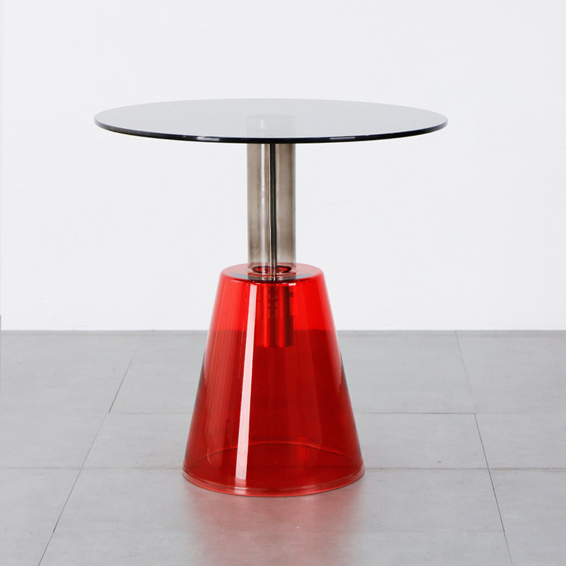 Contemporary Glass Pedestal Round Living Room Glass Top Side Table