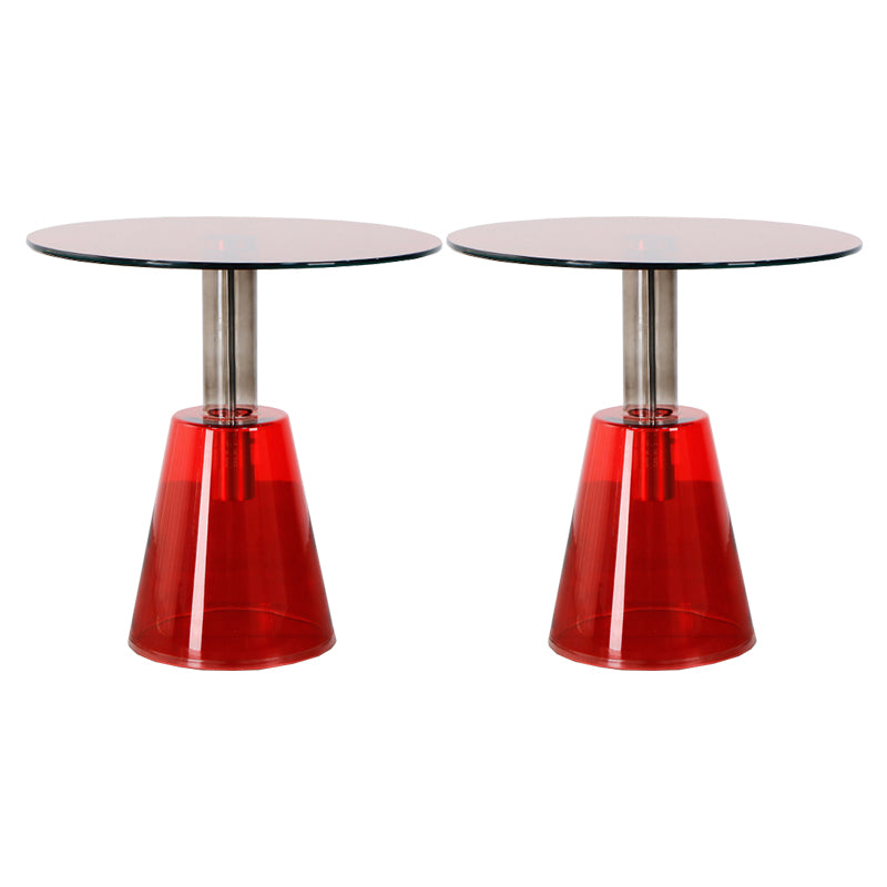 Contemporary Glass Pedestal Round Living Room Glass Top Side Table