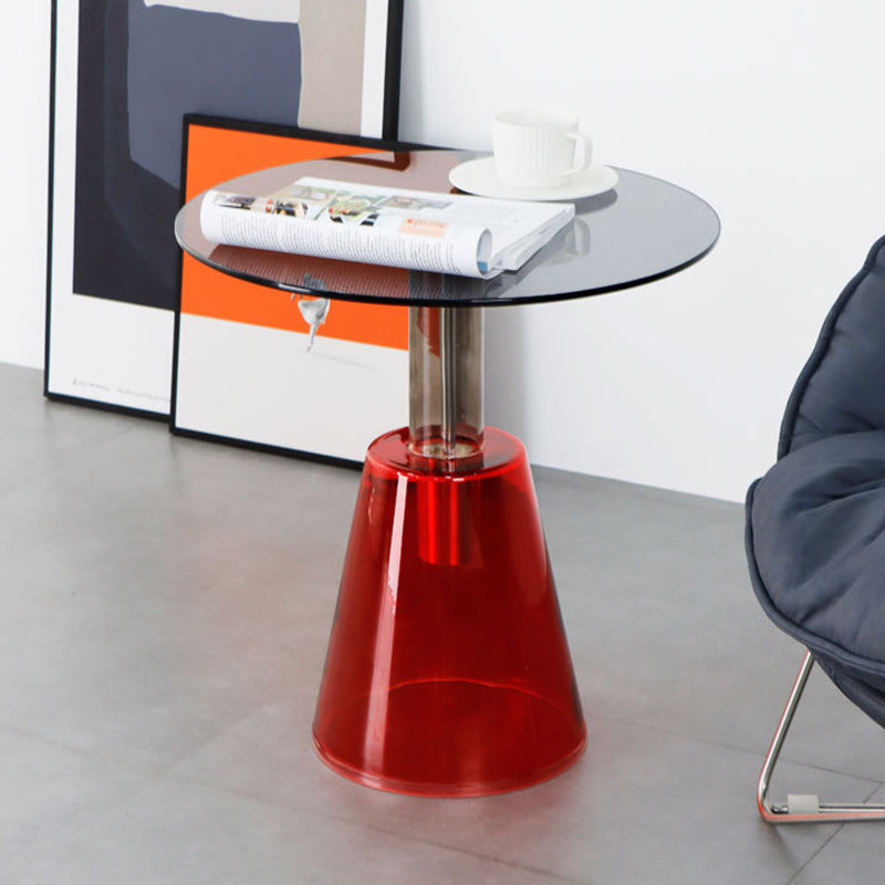 Contemporary Glass Pedestal Round Living Room Glass Top Side Table