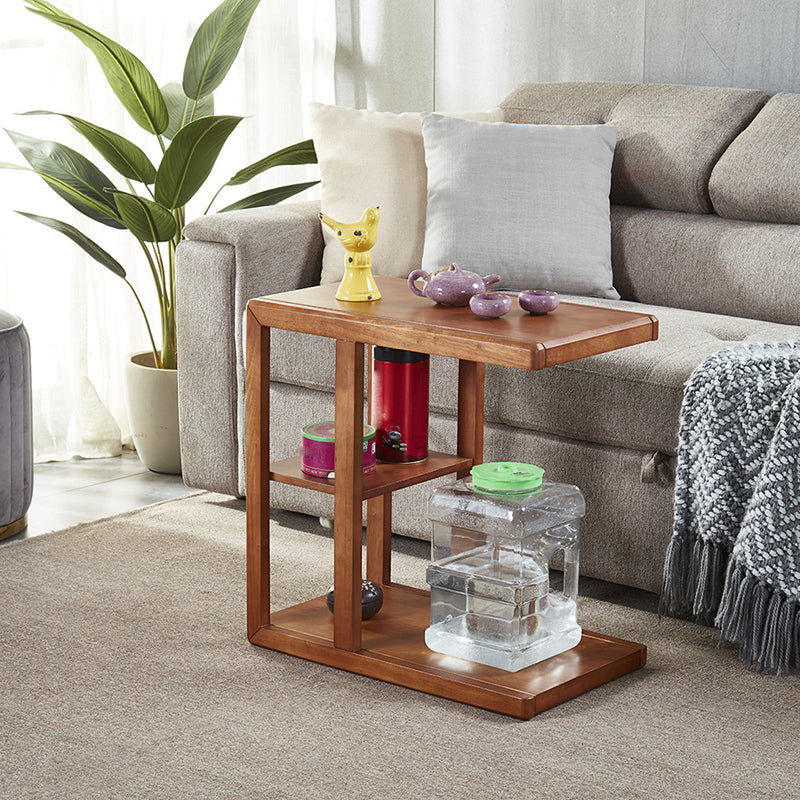 Modern Solid Wood End Table Rectangular Corner Table for Living Room
