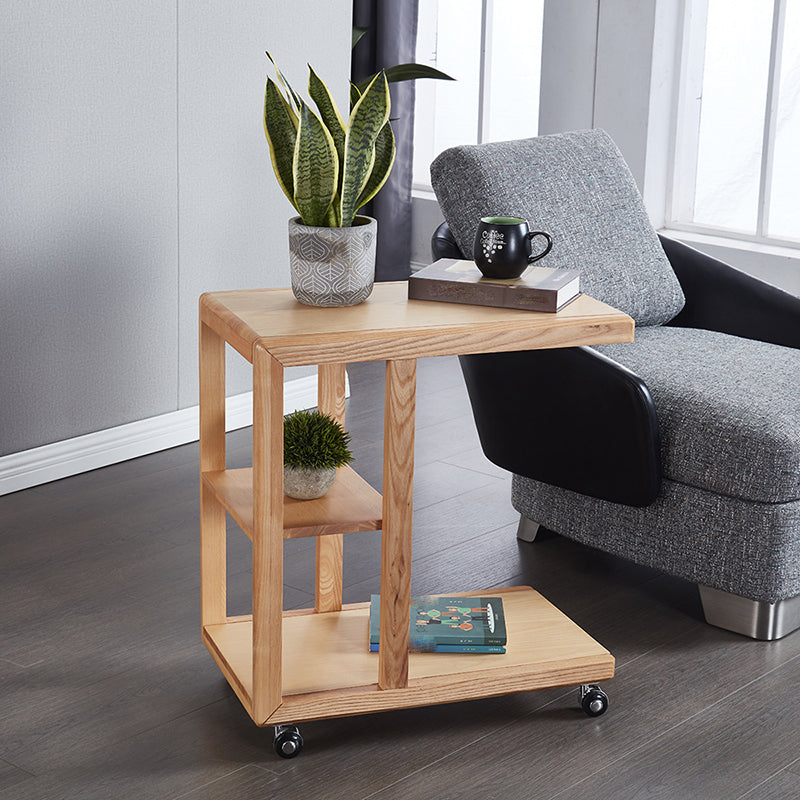 Modern Solid Wood End Table Rectangular Corner Table for Living Room
