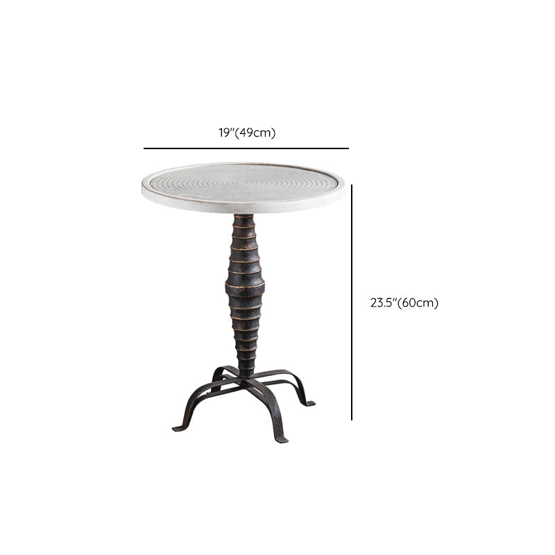 French Rustic Round End Table Metal Pedestal Accent Side Table