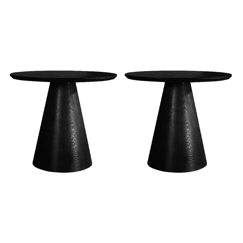 Contemporary Wood Side Table Pedestal Round Living Room Table