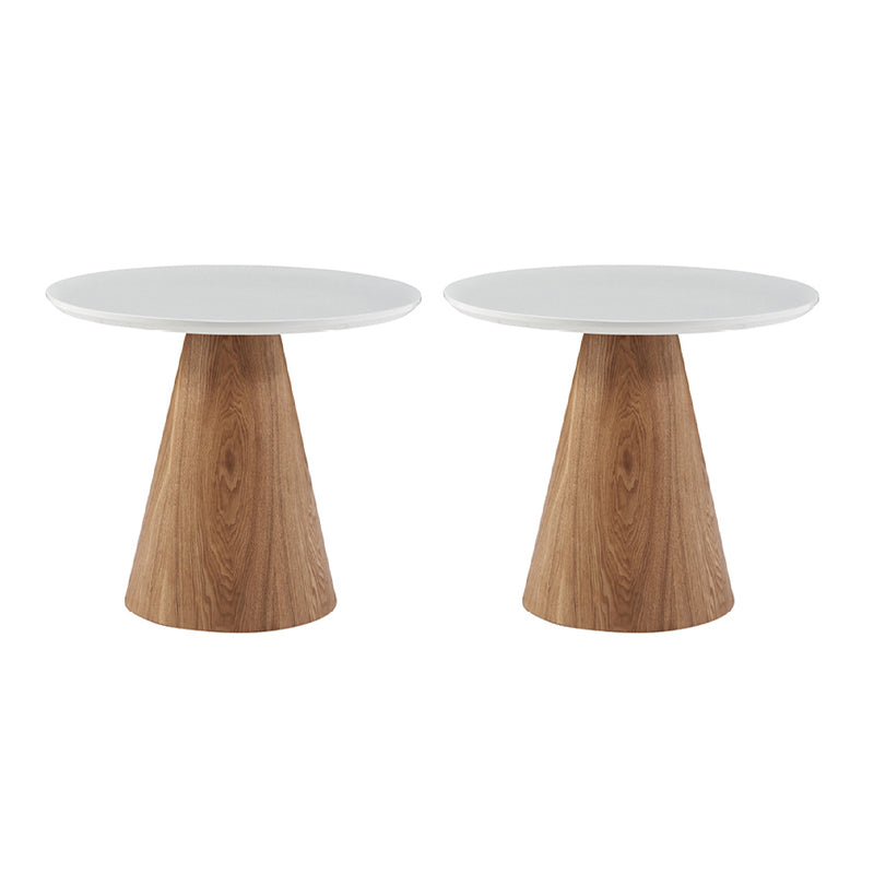 Contemporary Wood Side Table Pedestal Round Living Room Table