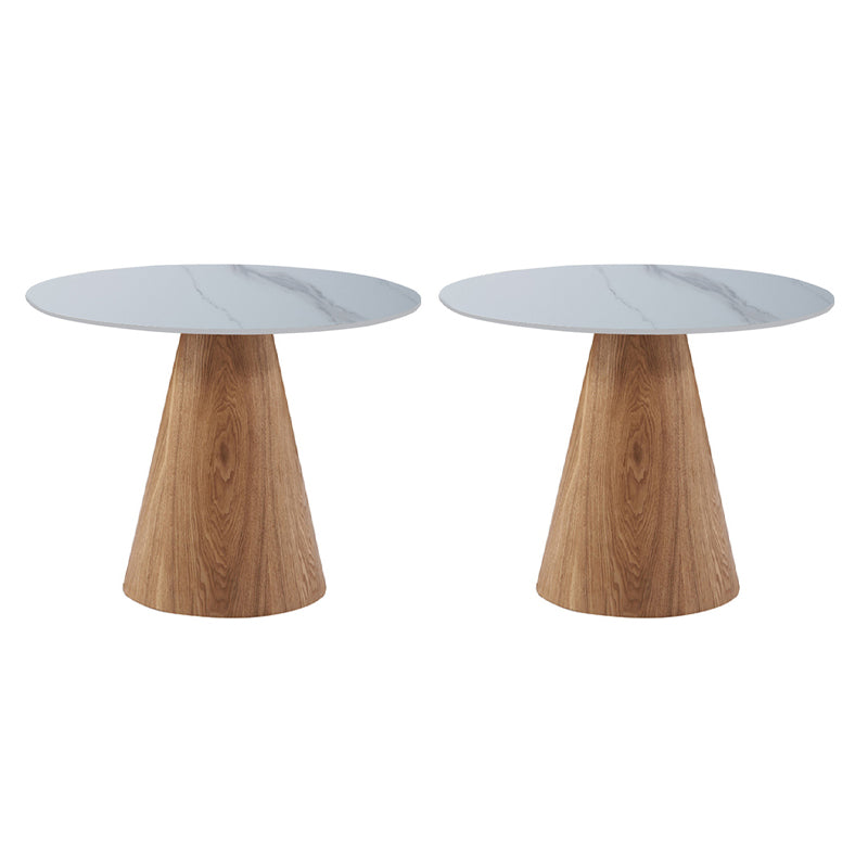 Contemporary Wood Side Table Pedestal Round Living Room Table