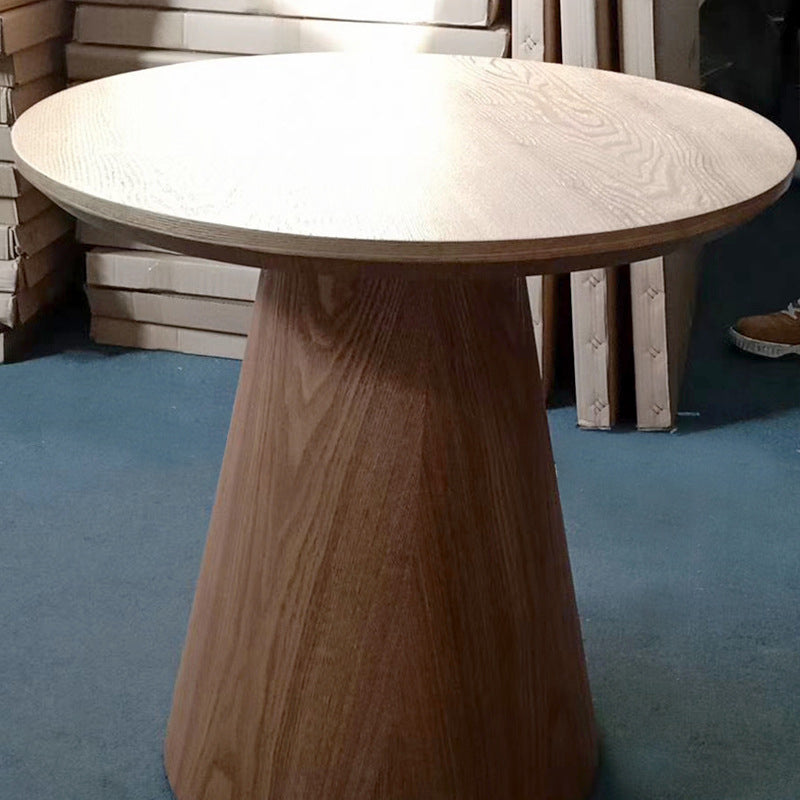 Contemporary Wood Side Table Pedestal Round Living Room Table