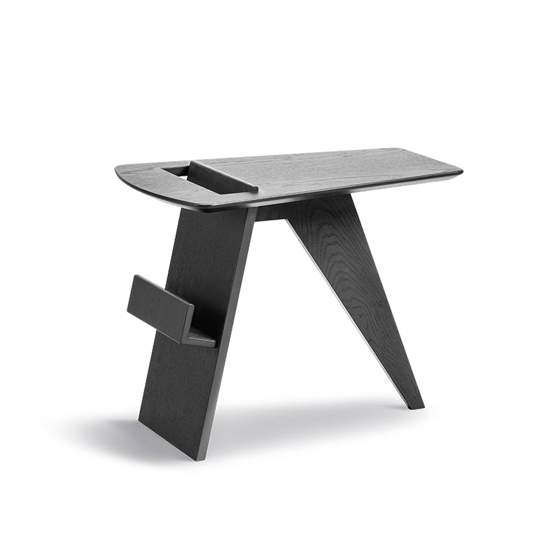 Solid Wood Abstract Side Table Natural/Black 22.44 inch Wide End Table