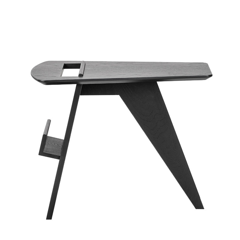 Solid Wood Abstract Side Table Natural/Black 22.44 inch Wide End Table