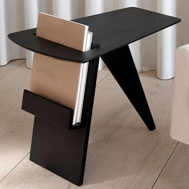 Solid Wood Abstract Side Table Natural/Black 22.44 inch Wide End Table