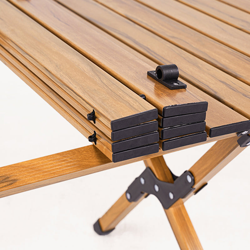 Solid Wood Dining Table Industrial Rectangle Folding Table with Metal Base