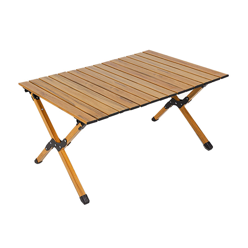 Solid Wood Dining Table Industrial Rectangle Folding Table with Metal Base