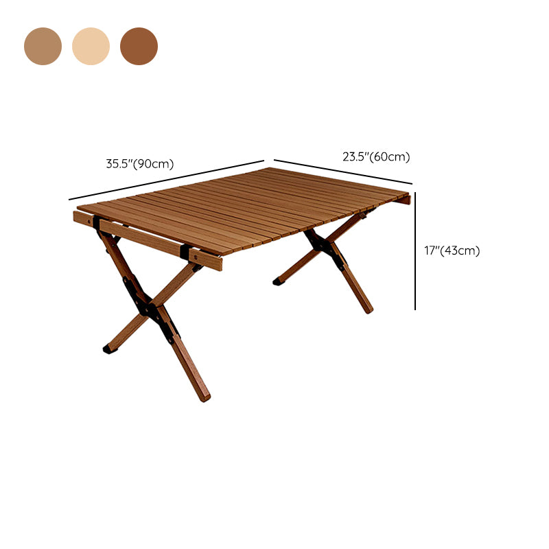 Solid Wood Dining Table Industrial Rectangle Folding Table with Metal Base
