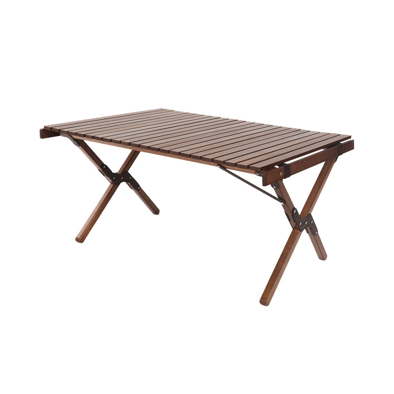 Solid Wood Camping Table Industrial Brown Rectangle Foldable Table
