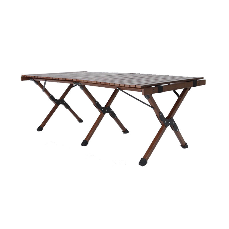 Solid Wood Camping Table Industrial Brown Rectangle Foldable Table