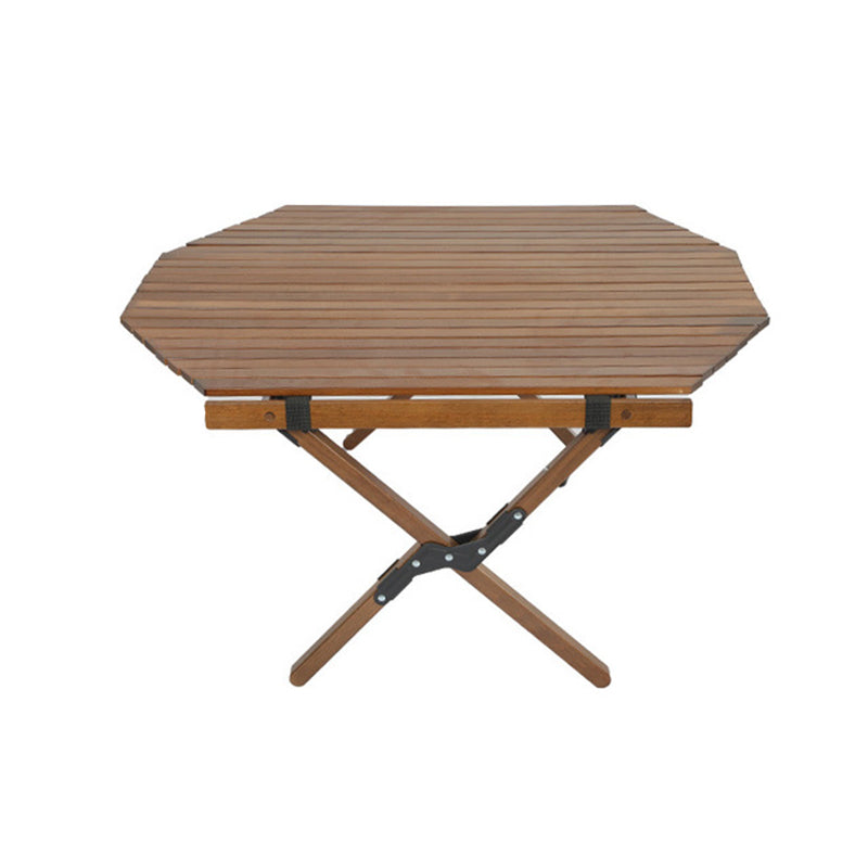 Solid Wood Camping Table Industrial Brown Rectangle Foldable Table