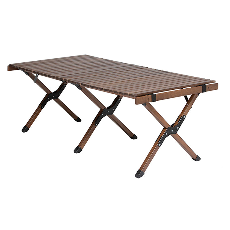 Solid Wood Camping Table Industrial Brown Rectangle Foldable Table