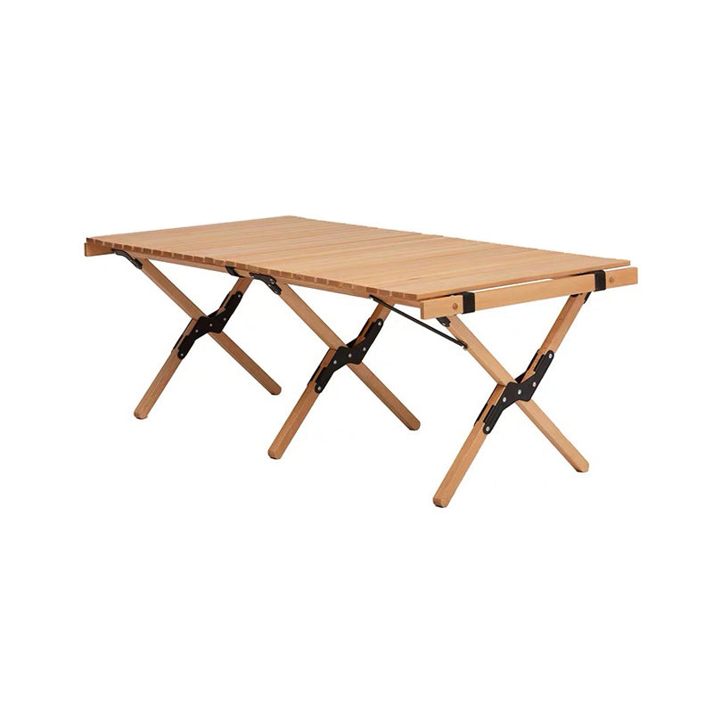 Solid Wood Camping Table Industrial Brown Rectangle Foldable Table