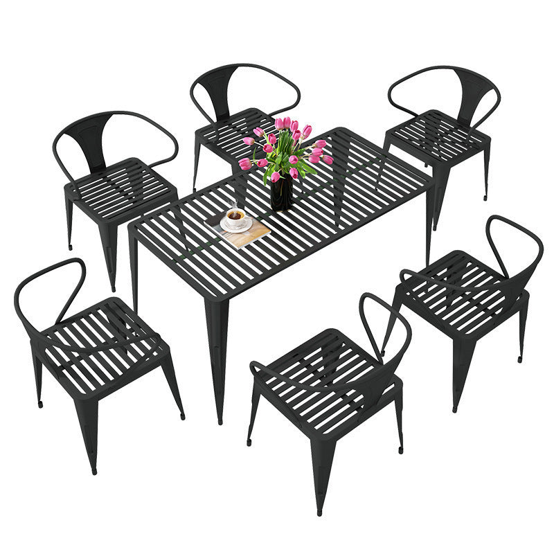 Contemporary Outdoor Dining Table Set 1/5/7 Pcs Metal Dining Set