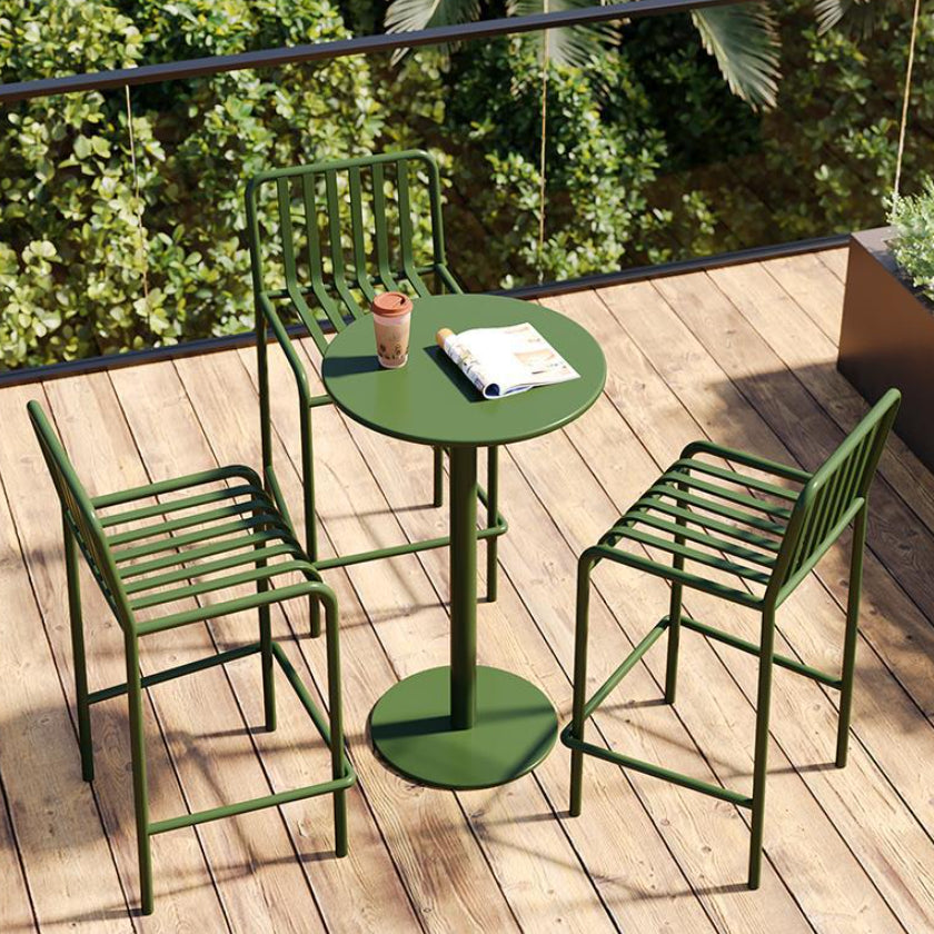 Modern Outdoor Bar Height Set 1/2/3/4 Pcs Metal Matte Finish Bar Set