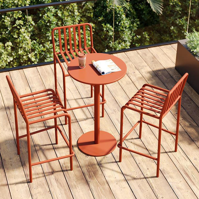 Modern Outdoor Bar Height Set 1/2/3/4 Pcs Metal Matte Finish Bar Set