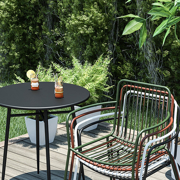 Modern Metallic Finish Dining Table Set 1/3/5 Pcs Metal Dining Set