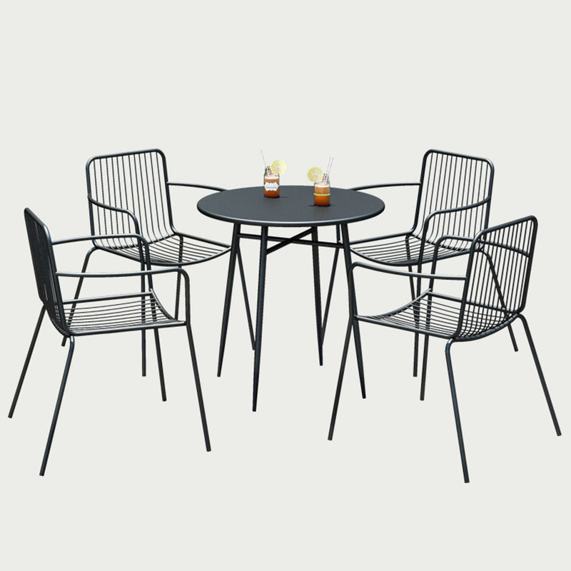 Modern Metallic Finish Dining Table Set 1/3/5 Pcs Metal Dining Set